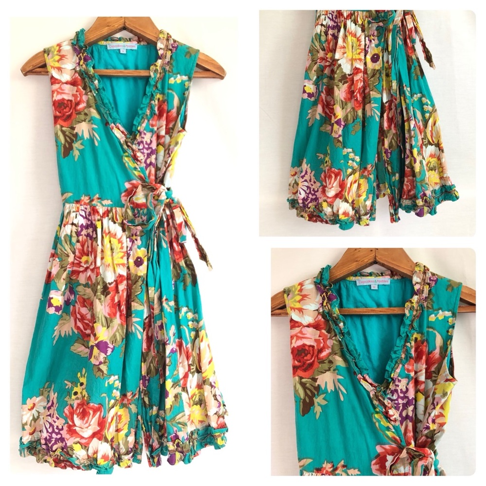 {Cupcakes & Pastries} vibrant, floral wrap dress - Picture 3 of 13